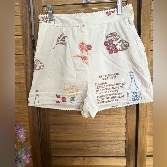 Caroline Constas Cream Embroidered High Waist Shorts - Picture 6 of 14